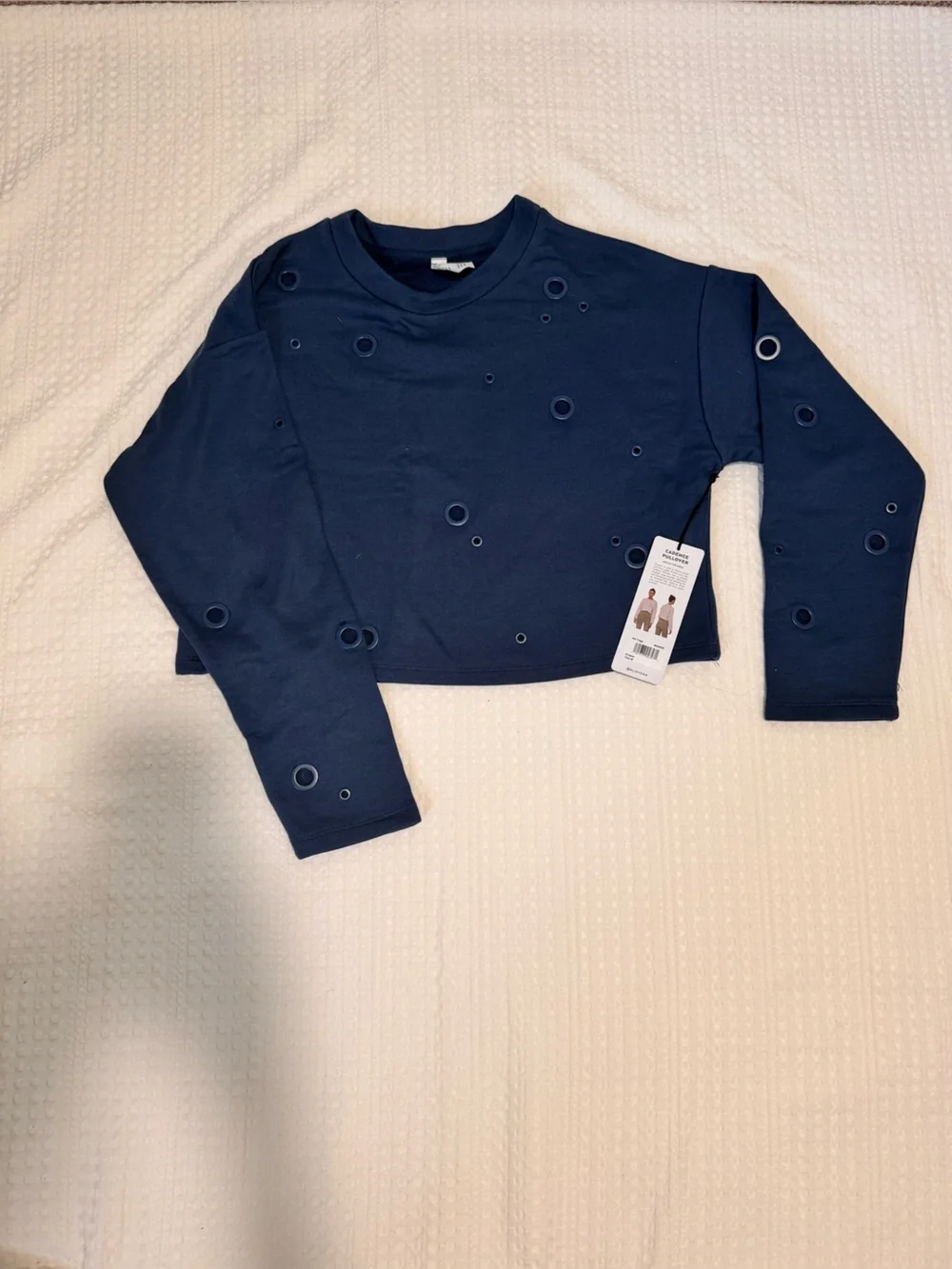 ALO Yoga Men’s Navy Crewneck with Grommet Eyelet Details
